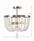 Dumas 16"W 3-Light Brushed Steel Finish Weathered White Wood Bead Semi Flush by KenroyHome