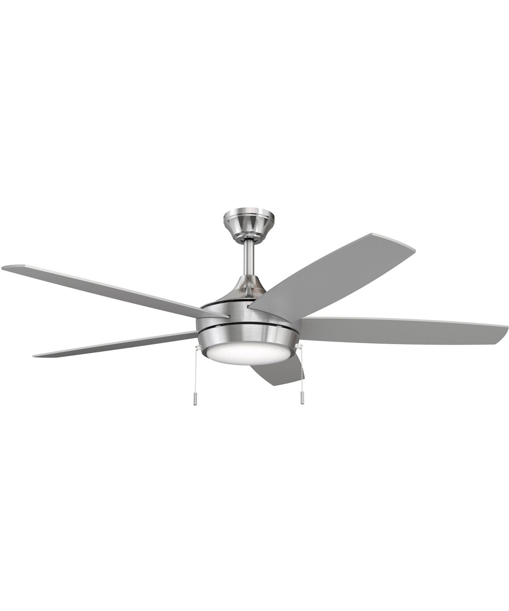 Nolyn V 52 in. 5-Blade Modern LED Ceiling Fan Brushed Nickel
