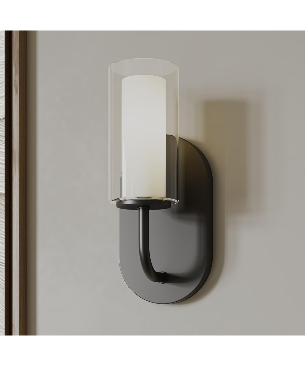Mack 1-Light Wall Sconce with Layered Glass Shade Matte Black