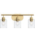 Reines 3-Light Bath Vanity with Clear Glass Shades Brushed Gold