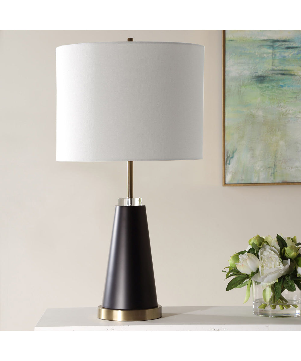 Metal Table Lamp in Black and Antique Brass