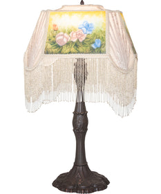 21" High Reverse Painted Roses Table Lamp