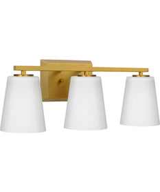 Vertex 3-Light Etched White Glass Contemporary Bath Light Brushed Gold
