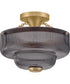 Adella 3-Light Small Semi-Flush Mount in Lacquered Brass