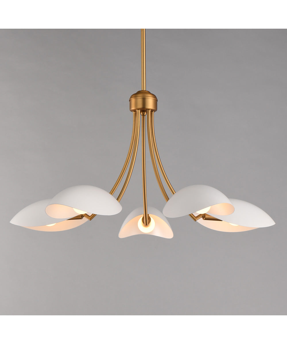 Maris 5-Light Chandelier White/Natural Aged Brass