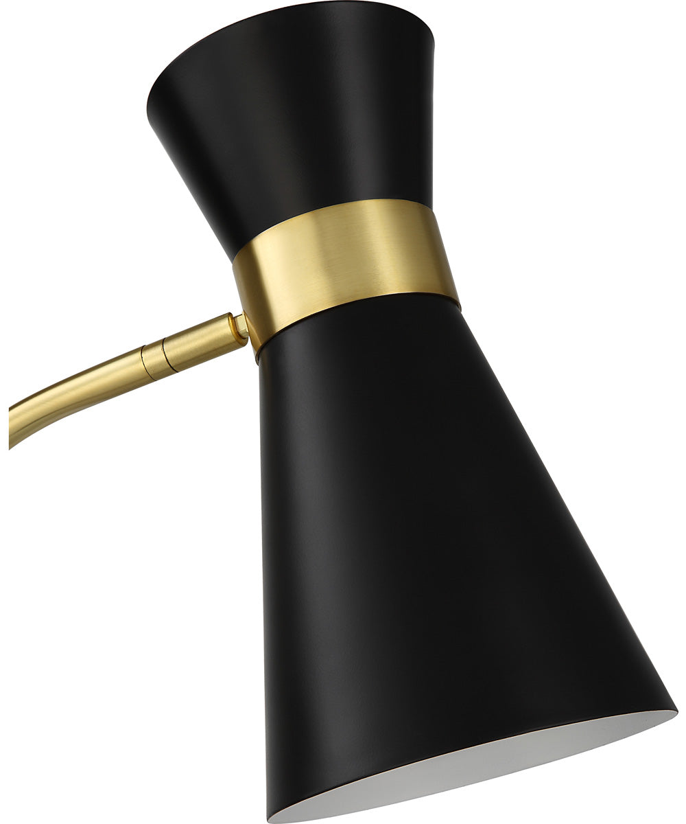 Floor Lamp in Gold with Black Marble and Black Metal
