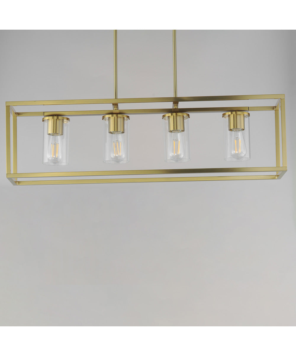 Lateral 4-Light Linear Pendant Satin Brass