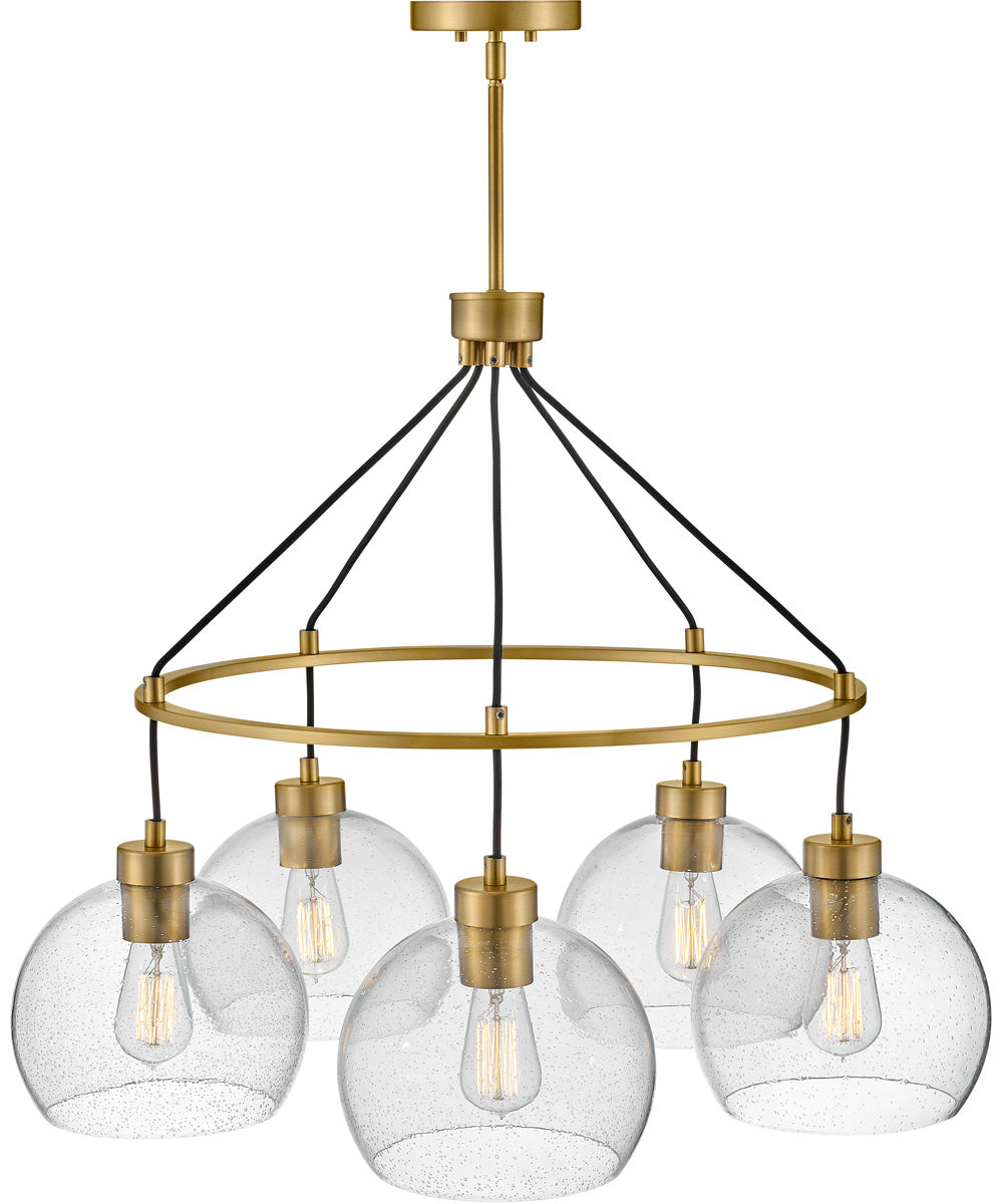 Rumi 5-Light Medium Single Tier Chandelier in Lacquered Brass