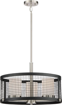20"W Pratt 3-Light Pendant Black / Brushed Nickel Accents