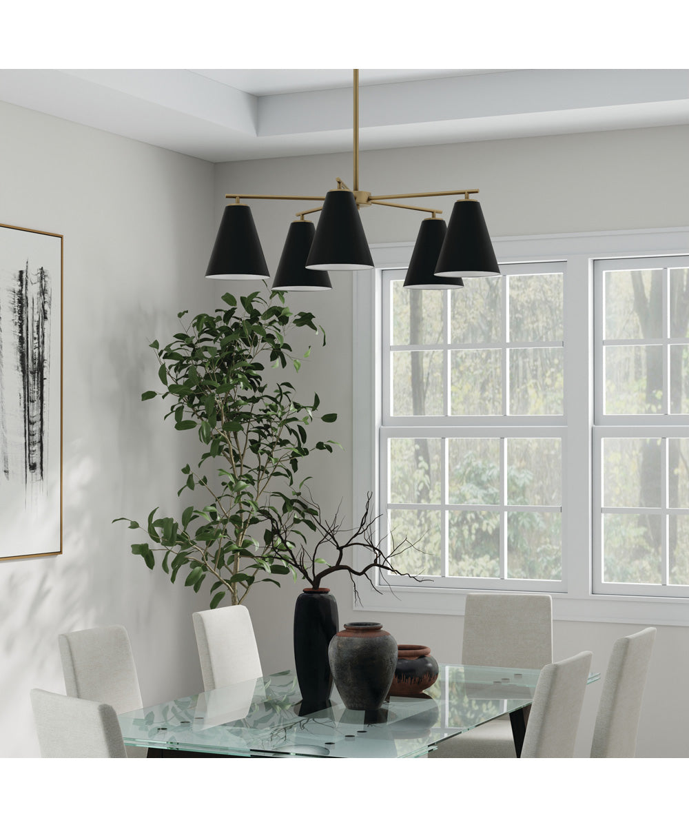 Charlie 5-Light Chandelier Matte Brass and Black