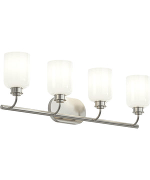 Reines 4-Light Bath Vanity with Opal Glass Shades Brushed Nickel