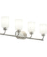 Reines 4-Light Bath Vanity with Opal Glass Shades Brushed Nickel
