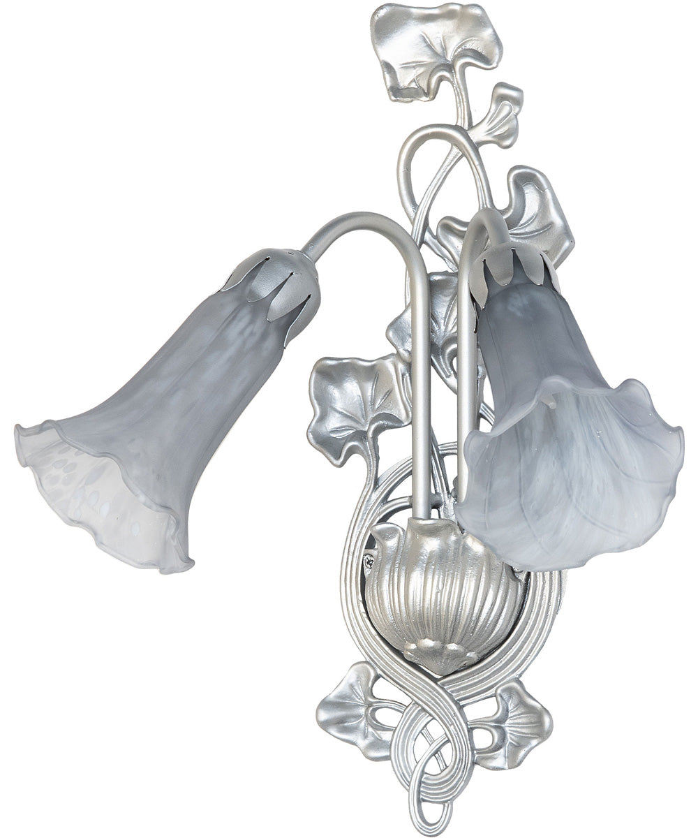 14" Wide Gray Tiffany Pond Lily 2 Light Wall Sconce