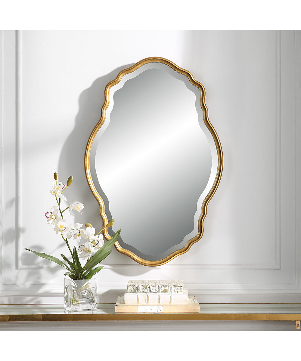 22x33" Wall Mirror in Gold with an Amber Glaze