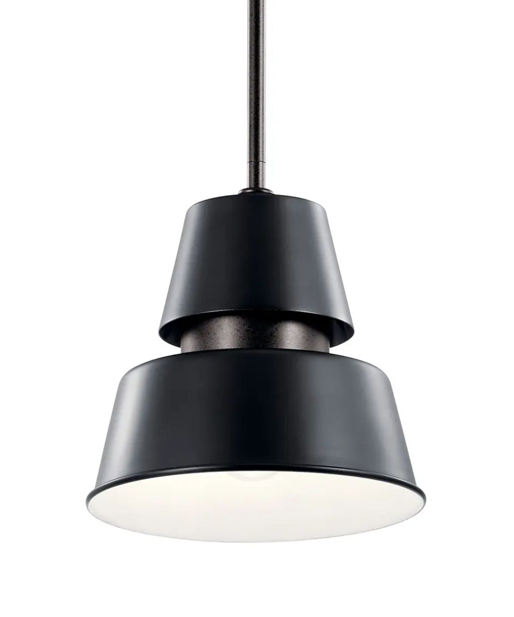 Lozano 9"W 1-Light Black Finish Metal Cone Shade Indoor/Outdoor Pendant Light by Kichler