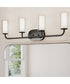 Mack 4-Light Vanity Light with Layered Glass Shades Matte Black