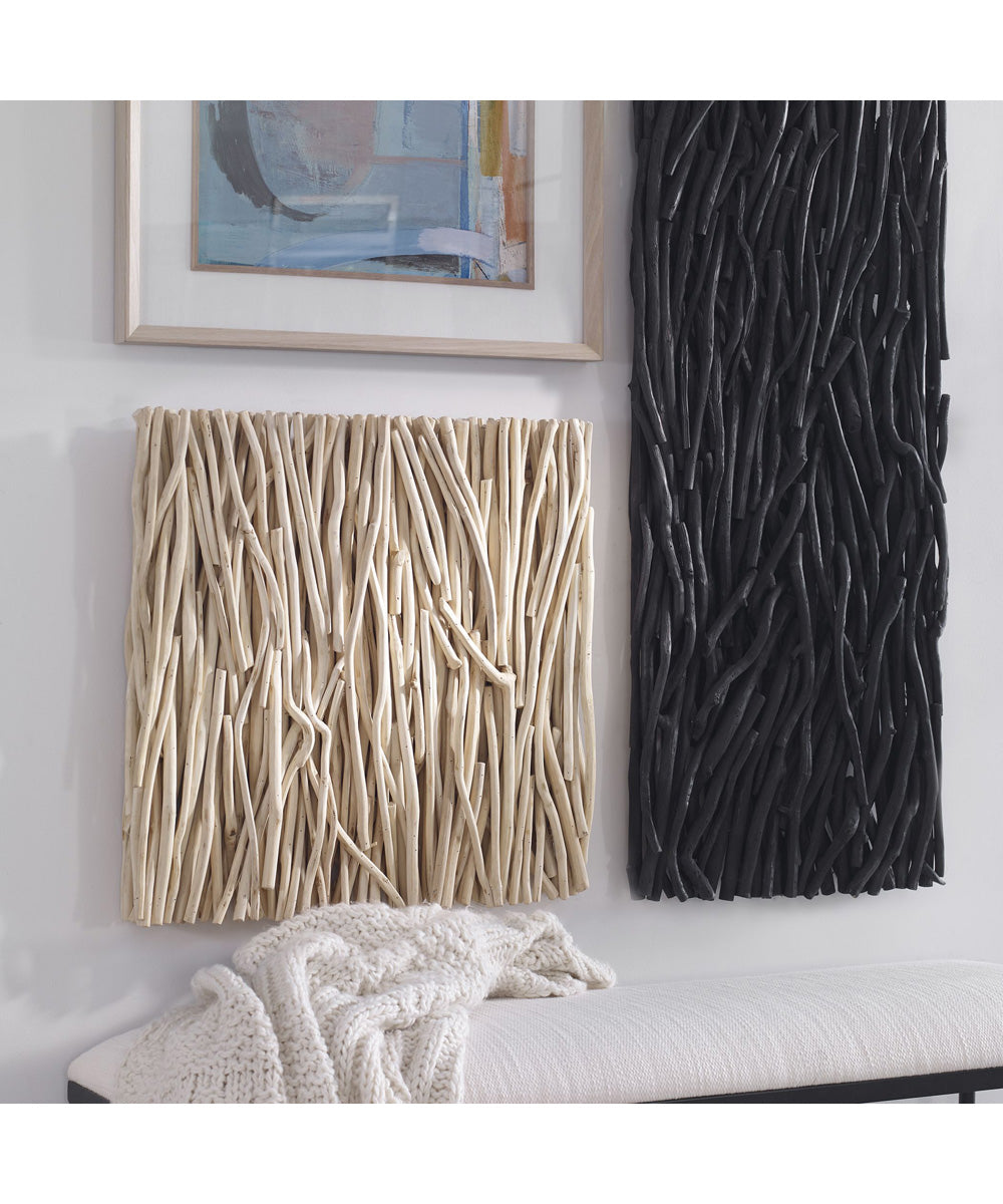 Gathered Teak Square Bleached Wood Wall Decor