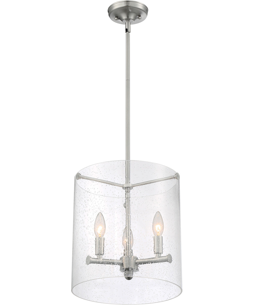12"W Bransel 3-Light Pendant Brushed Nickel