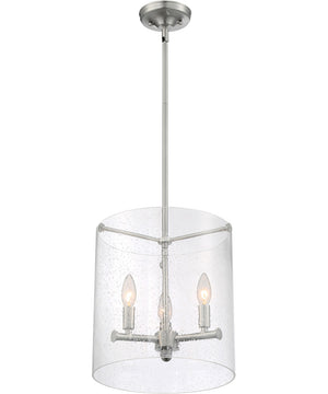12"W Bransel 3-Light Pendant Brushed Nickel