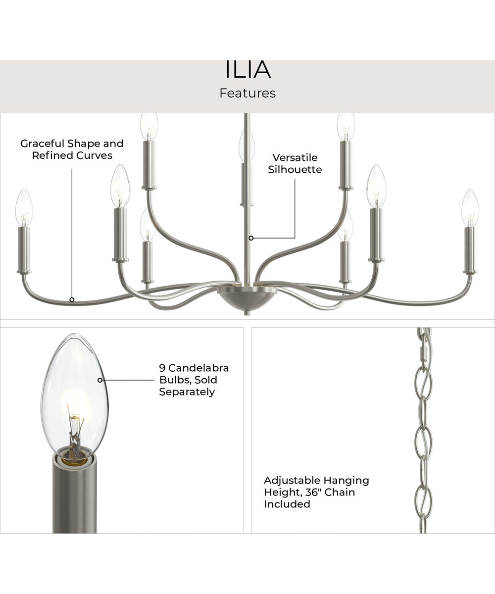 Ilia 9-Light Two-Tier Chandelier Brushed Nickel