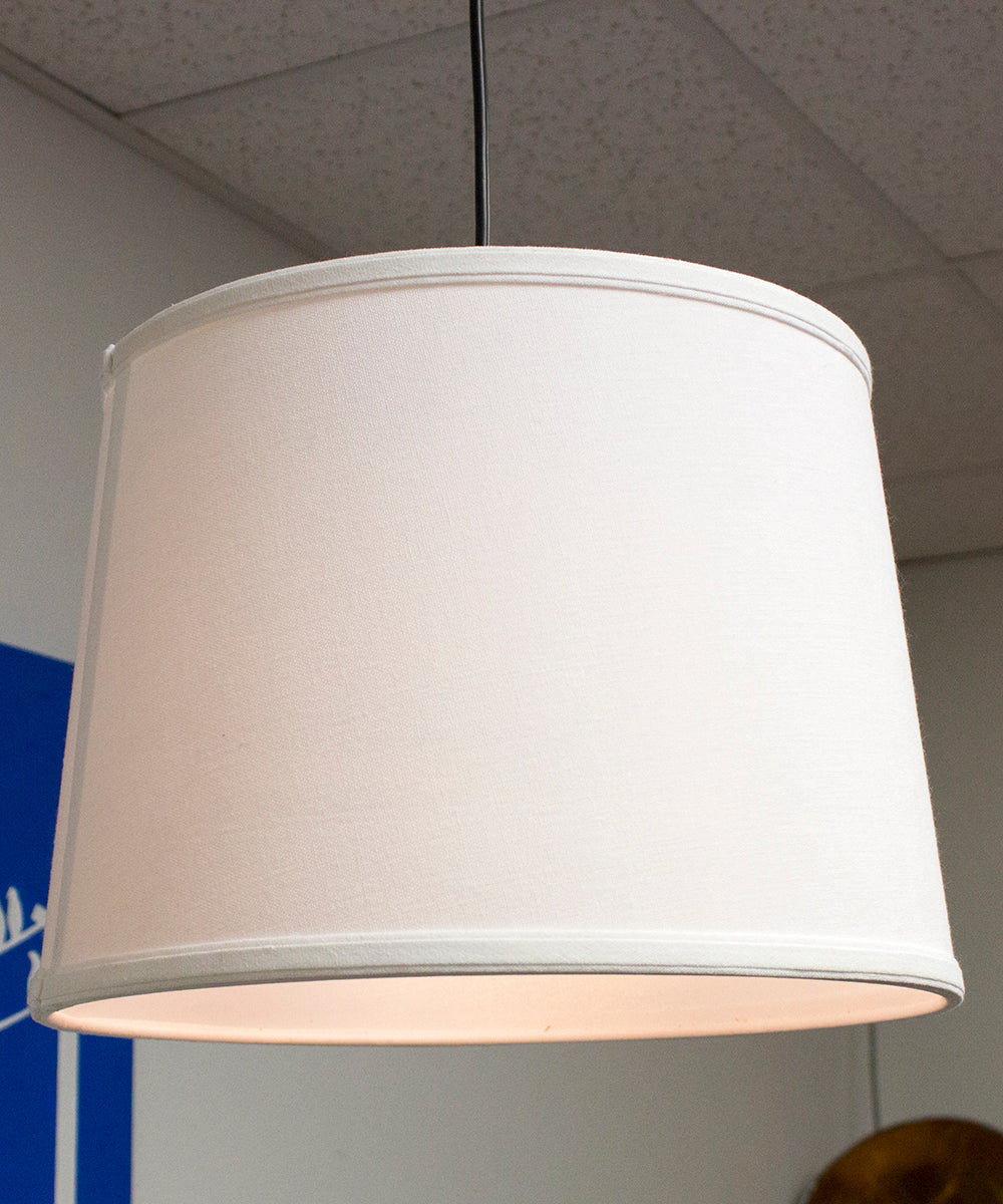 14"W 1 Light Swag Plug-In Pendant  White Shade Black Cord