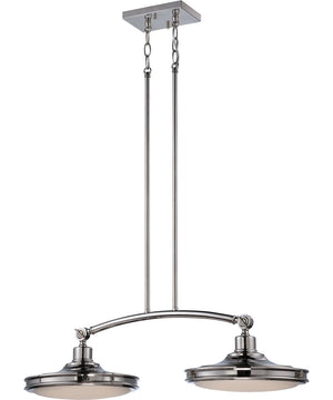 30"W Houston 2-Light Pendant Polished Nickel