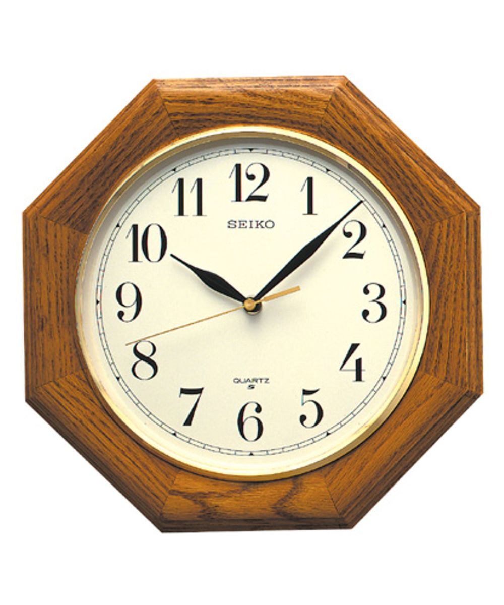 Wall Clock Medium Brown Solid Oak
