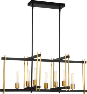 36"W Marion 7-Light Pendant Aged Bronze / Natural Bronze