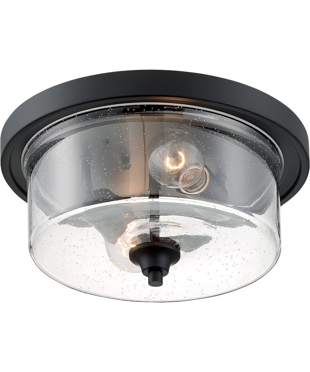 13"W Bransel 2-Light Close-to-Ceiling Matte Black