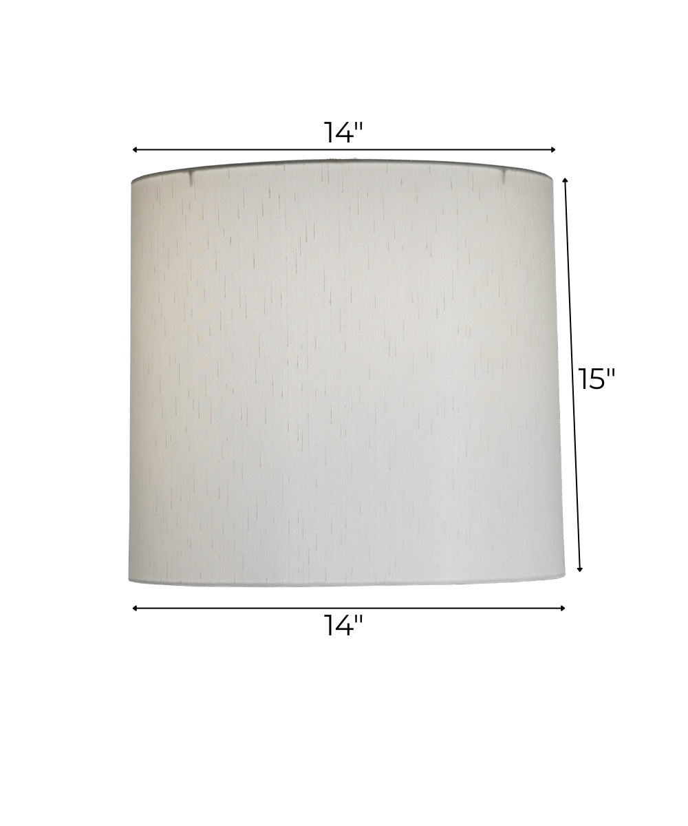 14x15x14 Global White/Rolled Edge Hardback Cylinder Drum Lampshade