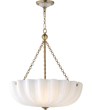 Bundt 17.5 inch Pendant / Semi-Flush Convertible White/Natural Aged Brass