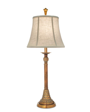 34"H Polished Honey Brass Signature by Stiffel Buffet Lamp, 3-Way