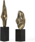 Fluid Geometry Gold Sculptures, Set of 2