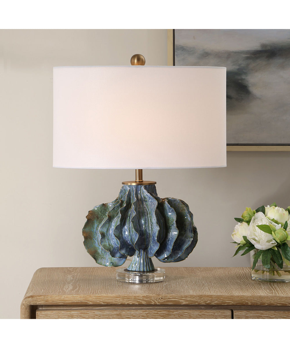 Ruffle Up Blue Green Table Lamp