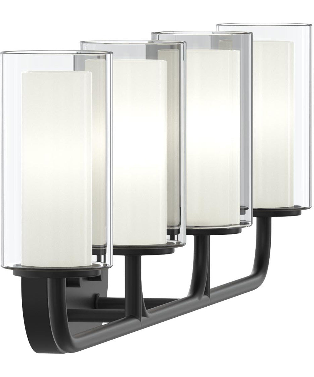 Mack 4-Light Vanity Light with Layered Glass Shades Matte Black