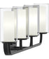 Mack 4-Light Vanity Light with Layered Glass Shades Matte Black