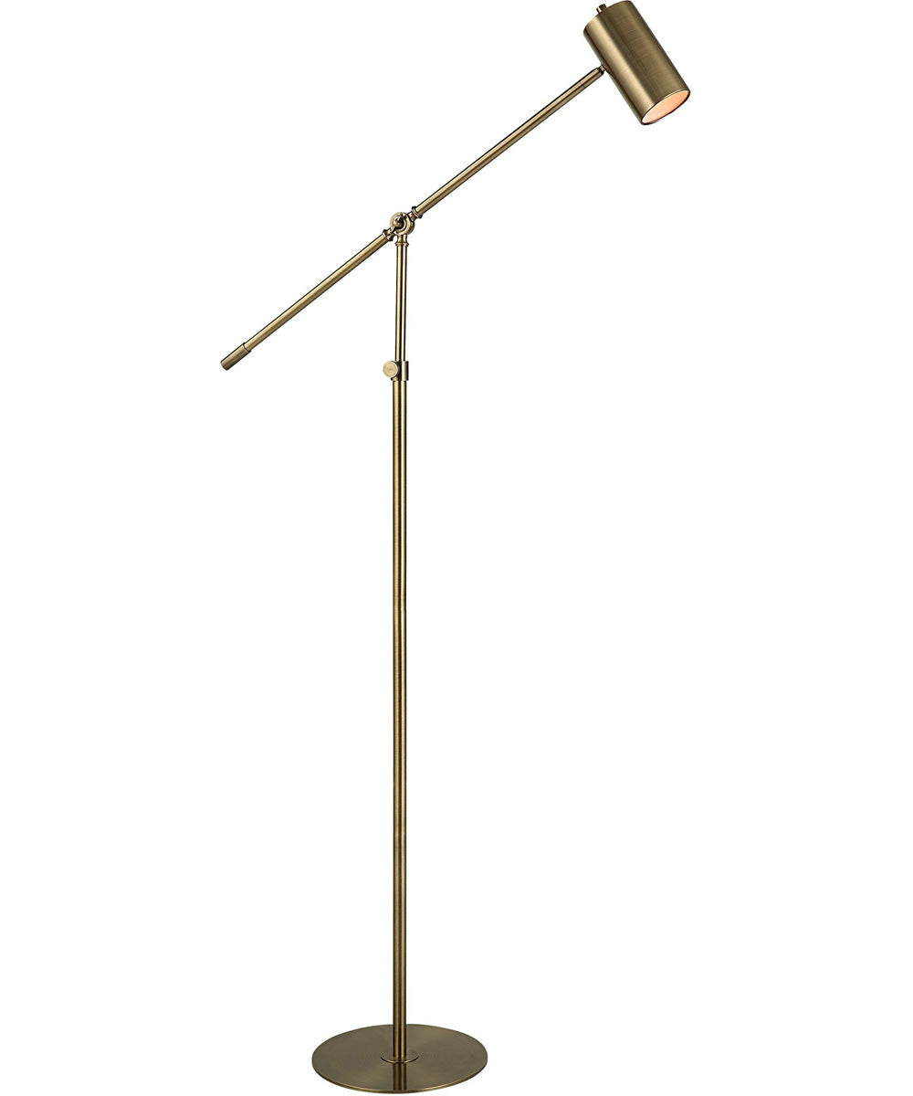 Adjustable Floor Lamp With Pivoting Shade in Antique Brass