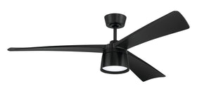 Canto 52" 3-Blade Indoor/Outdoor Rated Damp Ceiling Fan 1-Light Fan Flat Black