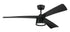 Canto 52" 3-Blade Indoor/Outdoor Rated Damp Ceiling Fan 1-Light Fan Flat Black