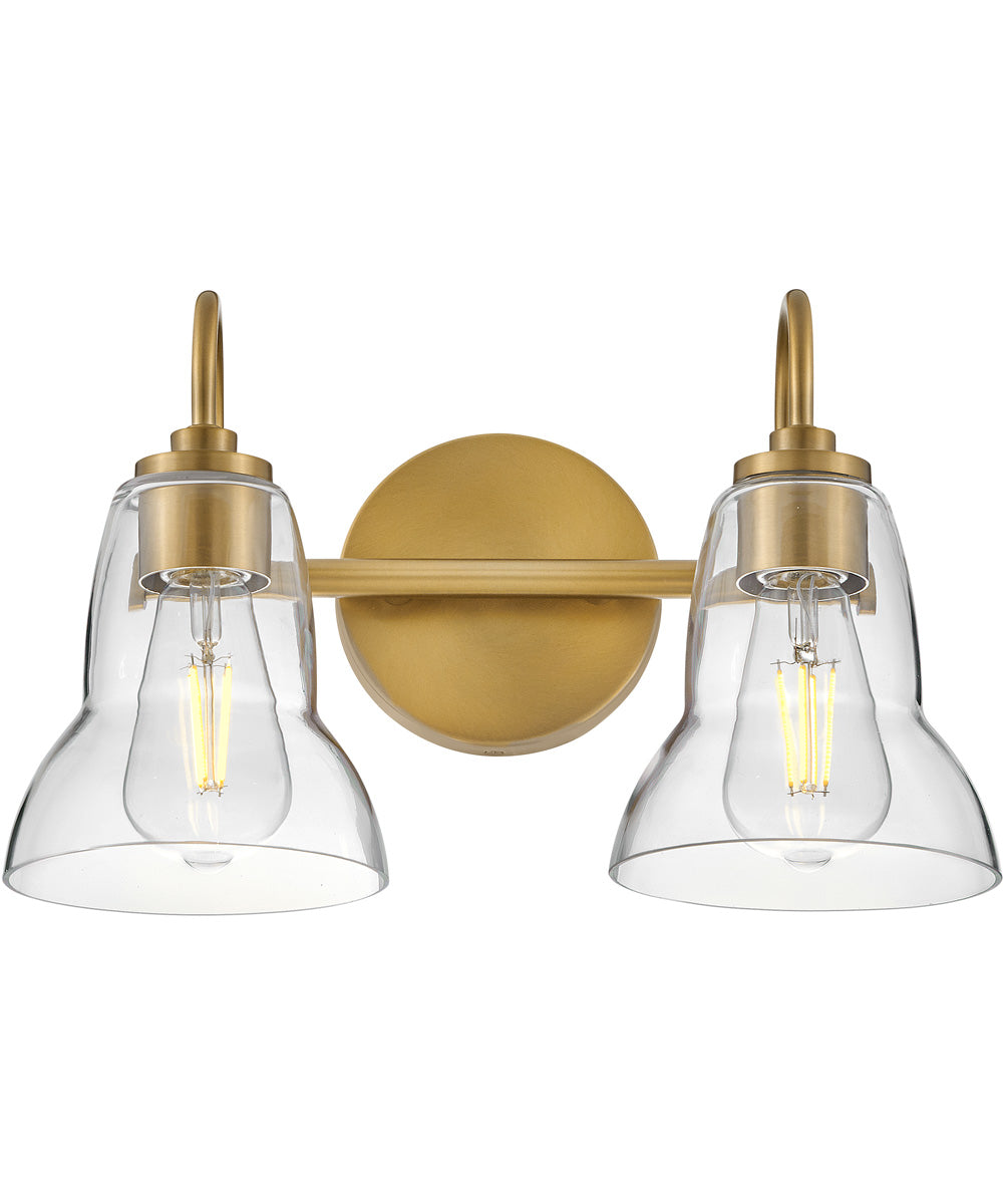 Vera 2-Light Small Two Light Vanity in Lacquered Brass