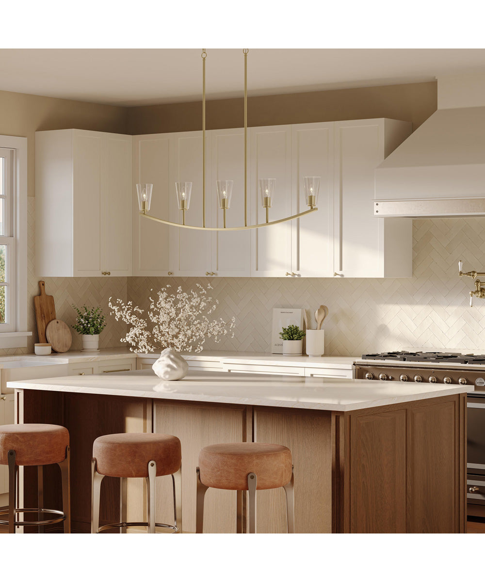 Jheni 5-Light Linear Chandelier with Clear Glass Shades Brushed Gold