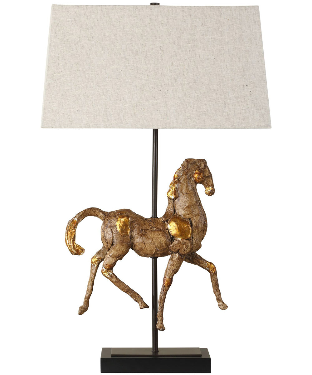 Table Lamp with Black Base and Aged Brown with Gold Accents