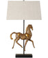 Table Lamp with Black Base and Aged Brown with Gold Accents