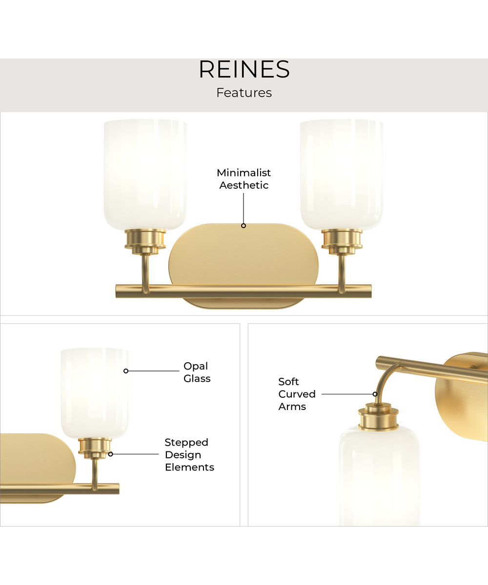 Reines 2-Light Bath Vanity with Opal Glass Shades Brushed Gold