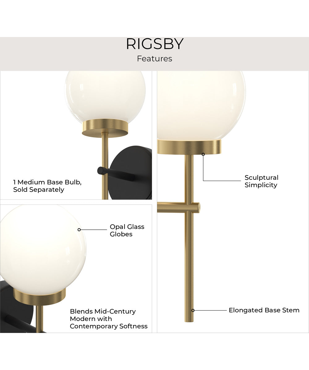 Rigsby 1-Light Wall Sconce Matte Black and Brushed Gold