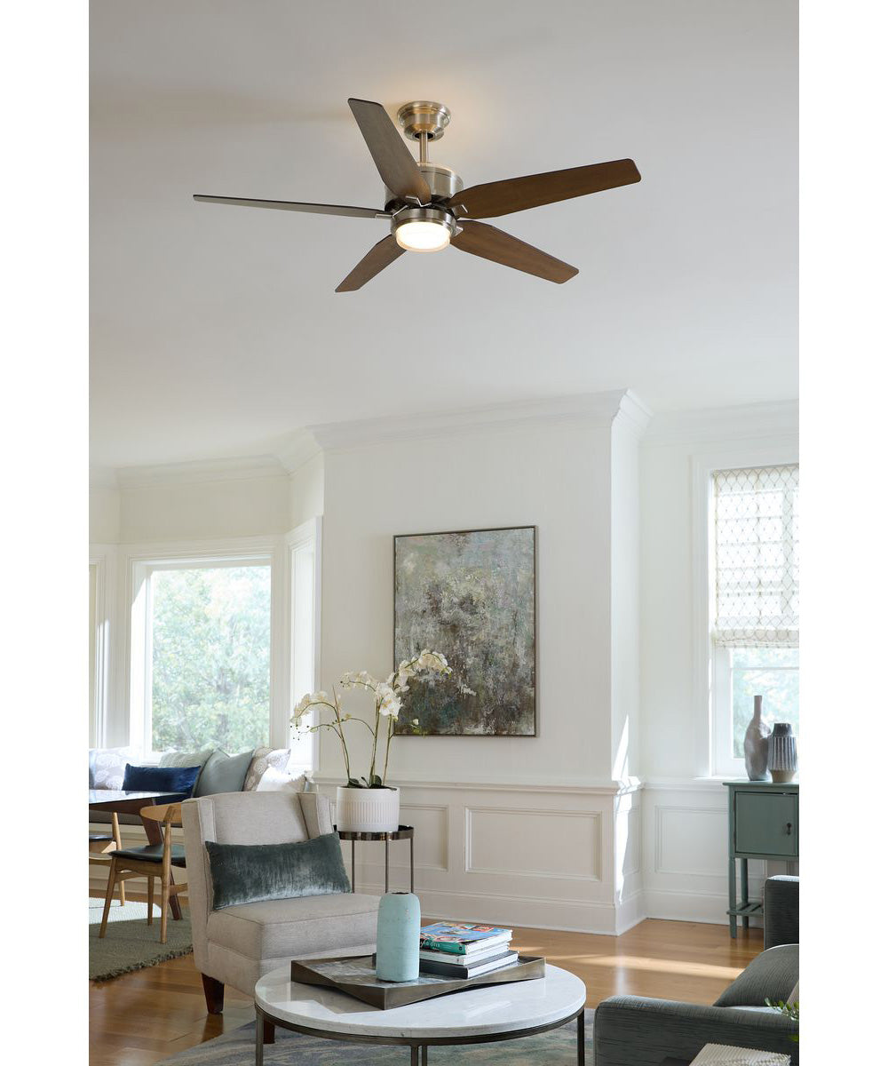Byars 54" 5-Blade Integrated LED Indoor Ceiling Fan with Light Kit White Opal Shade Remote Control Brushed Nickel