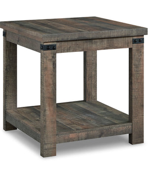 Hollum Square End Table Rustic Brown