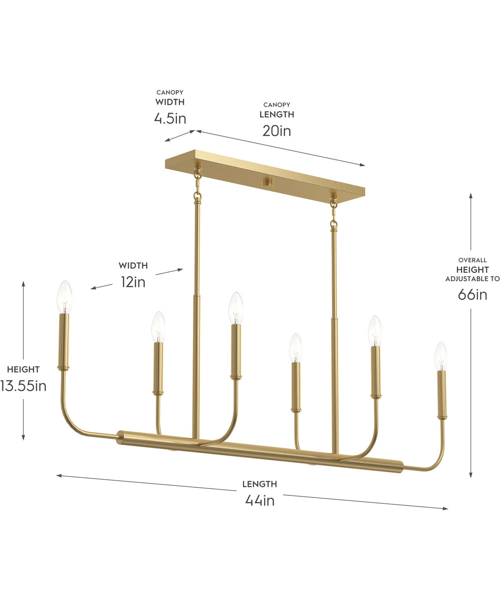 Reines 6-Light Linear Chandelier Brushed Gold