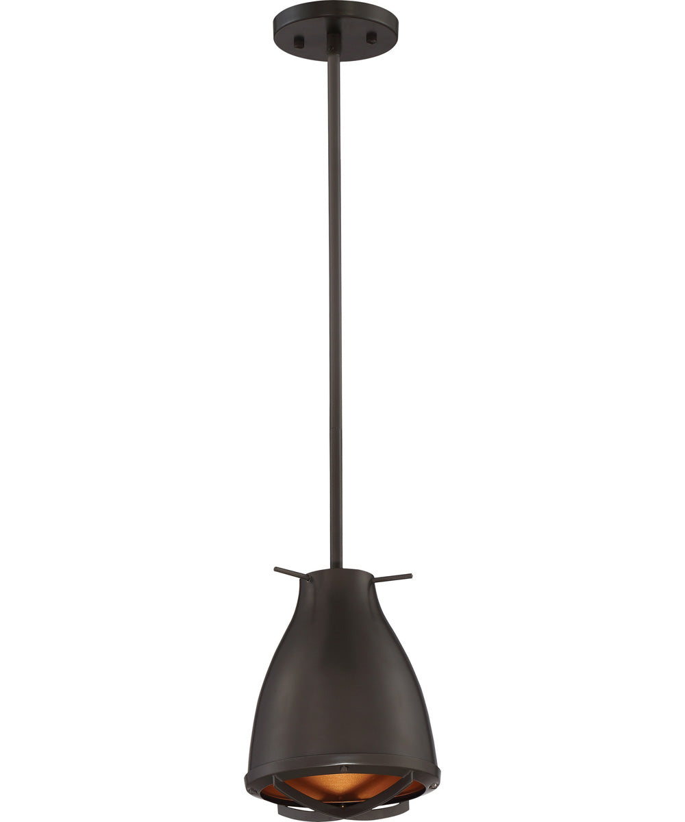 7"W Thrust 1-Light Pendant Dark Bronze / Copper Accent