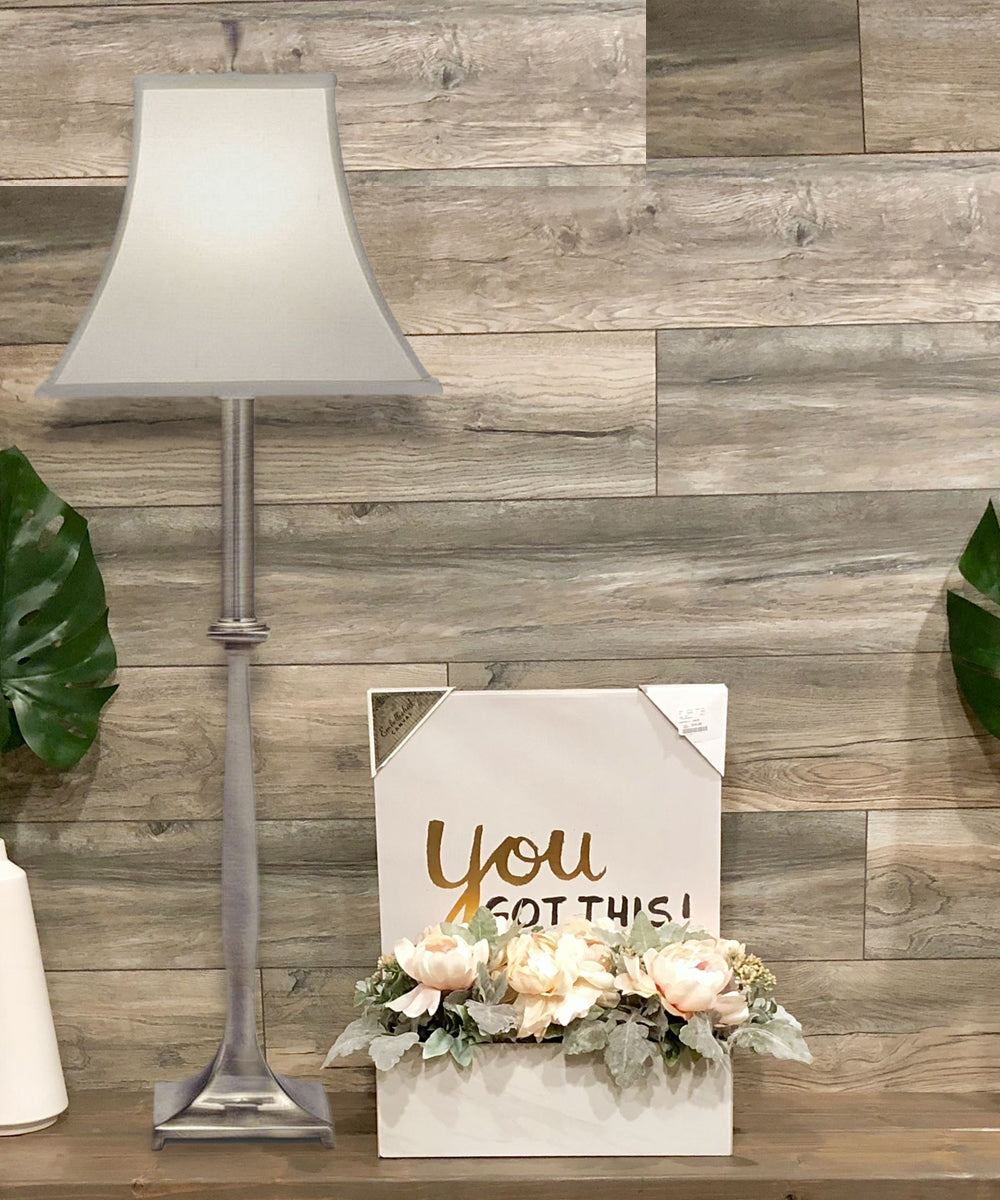 29"H 3-Way Buffet Lamp Antique Nickel